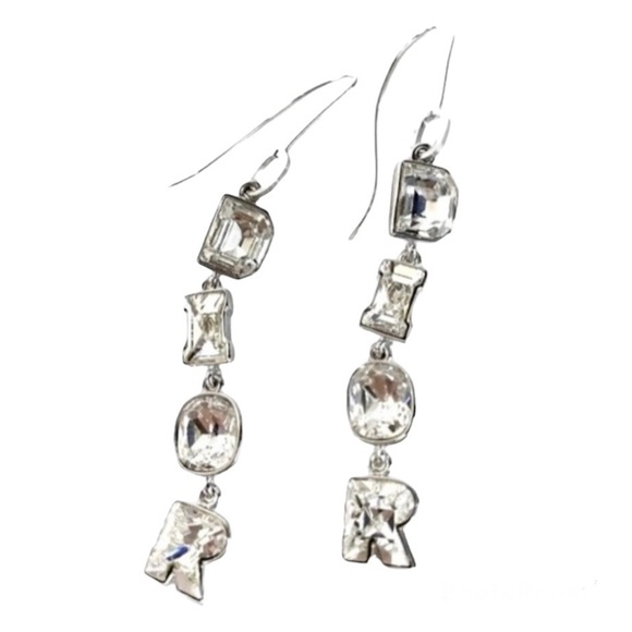 VINTAGE DIOR Logo Block Dangle Earrings John Galliano - Picture 1 of 6